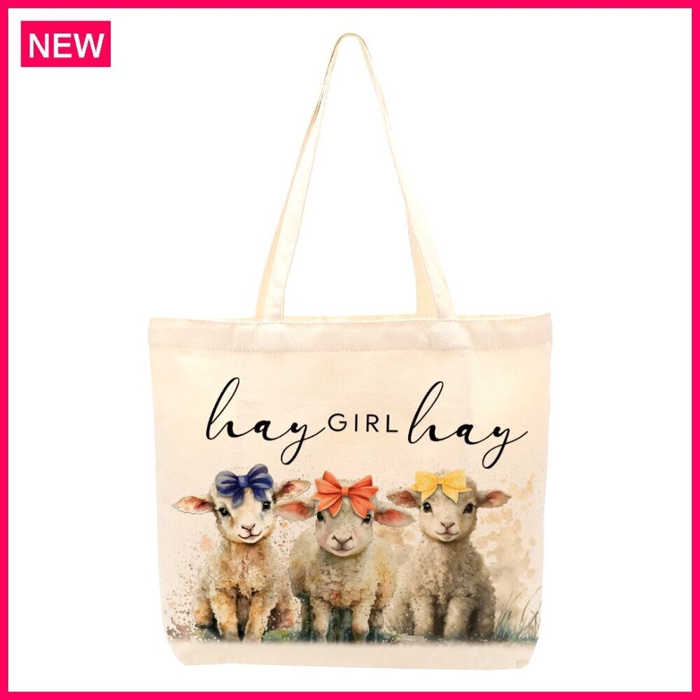 Large Canvas Tote Bag with Zippered Pocket, Durable Polyester Cotton,